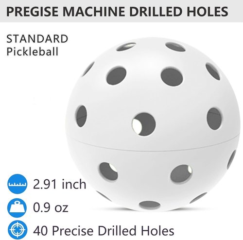 Spunspon 12 Pack Pickleball Balls, 40 Holes Outdoor Pickleballs, High Elasticity & Durable Pickle Balls for All Style Pickleball Paddles (White)