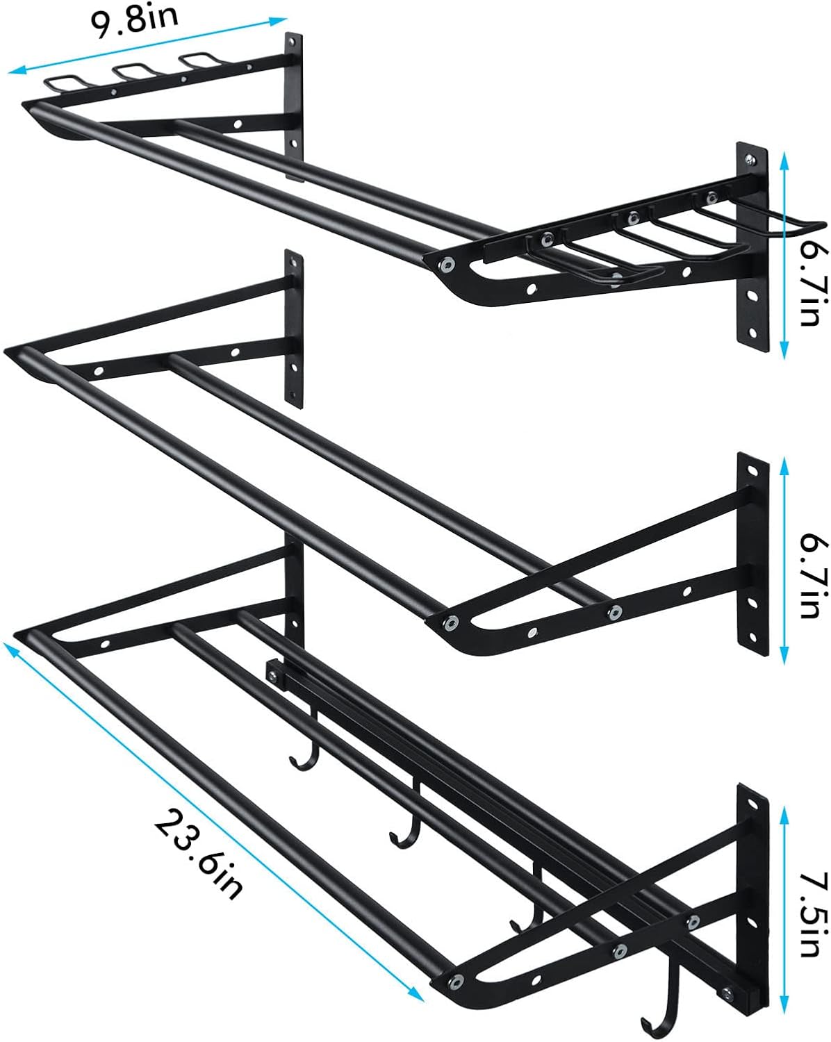 XCSOURCE Garage Sports Equipment Storage Rack - 3 Shelves & 4 Hooks for Organizing Balls & Gear