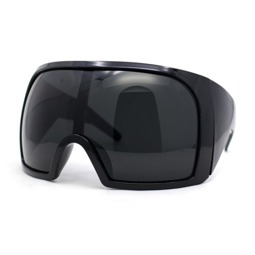 SA106 Super Oversized XXL Goggle Style Wrap Around Sport Plastic Sunglasses All Black
