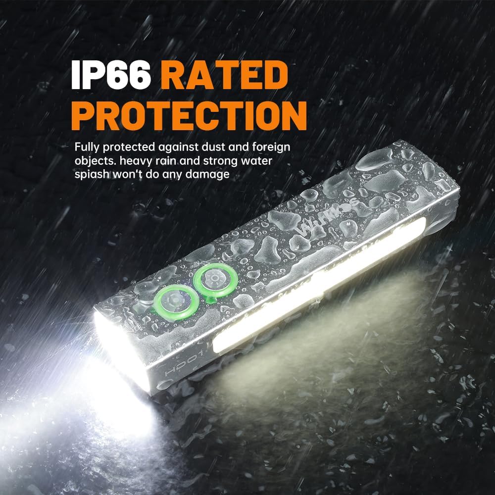 Wurkkos HD01 EDC Flashlight - 1200 Lumens Rechargeable with RGB & Green Light | Magnetic Pocket Light for Outdoors & Emergencies