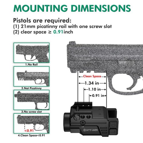 Aluminum 600 Lumens Light Green Laser Combo for Taurus G2c G3C with Strobe Function, Pistol Laser Sight and Weapon Light Fits for Picatinny Rail & Full Compact Rail, TypeC Rechargeable,IPX6 Waterproof