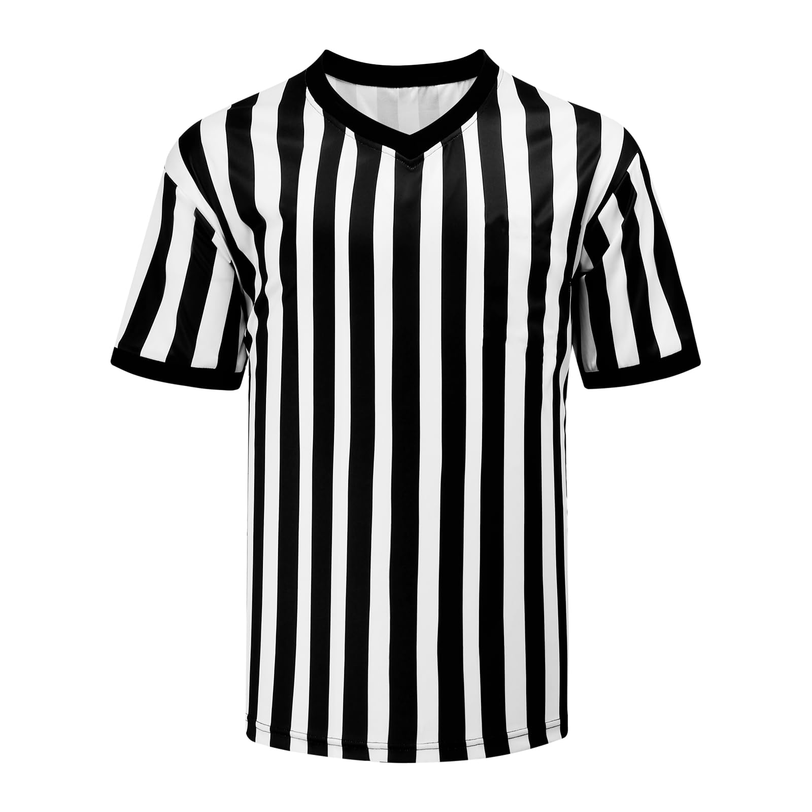 VKT Referee Shirt V-Neck Official Ref Costume Umpire Jersey for Womens and Mens Basketball Football Halloween Uniform XL