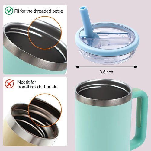 2 Pcs 40oz Tumbler Flip Straw Lid Replacement for Stanley 40oz Cup Lid Cup Accessory,Leak Proof Cup Top Lids for Stanley Quencher H2.0,Reusable Spill Proof Tumbler Lid Cover