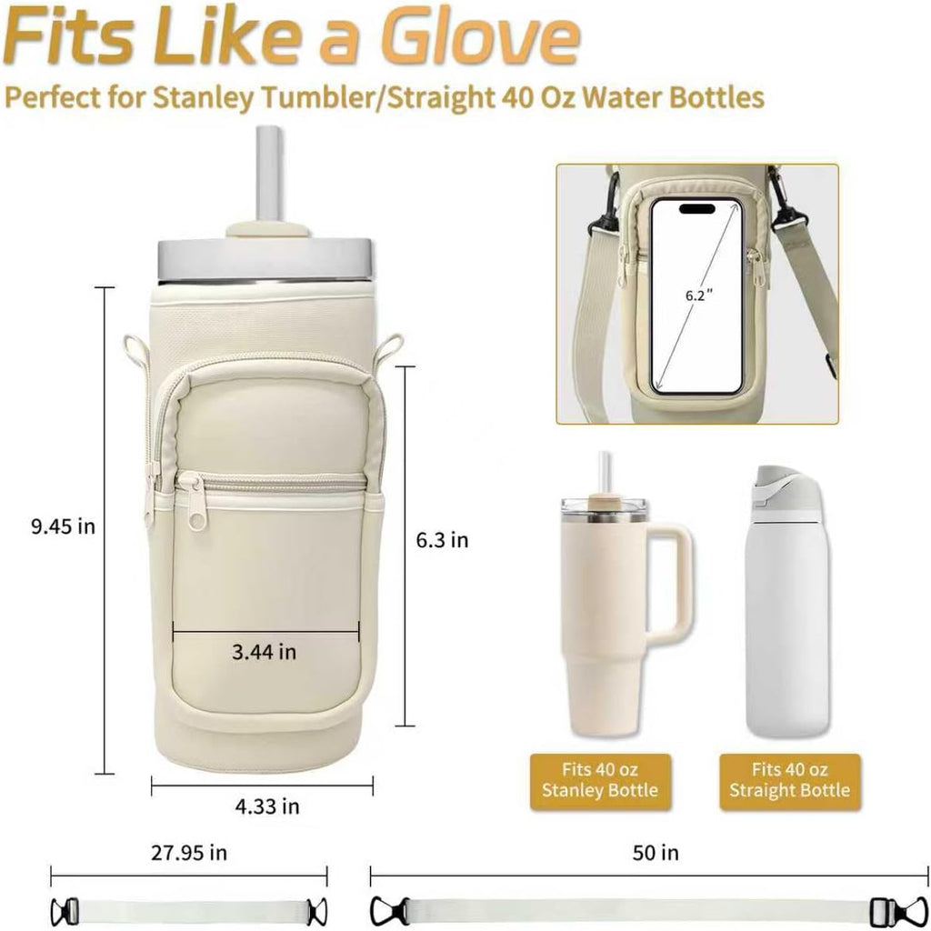 Skiennix Water Bottle Holder - Insulated Crossbody Sling Bag with Phone Pocket for Hiking & Camping