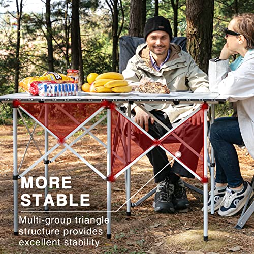 Ever Advanced White Foldable Camping Table for 4-6 Persons, Fixed Height, Lightweight Aluminum with Carry Bag