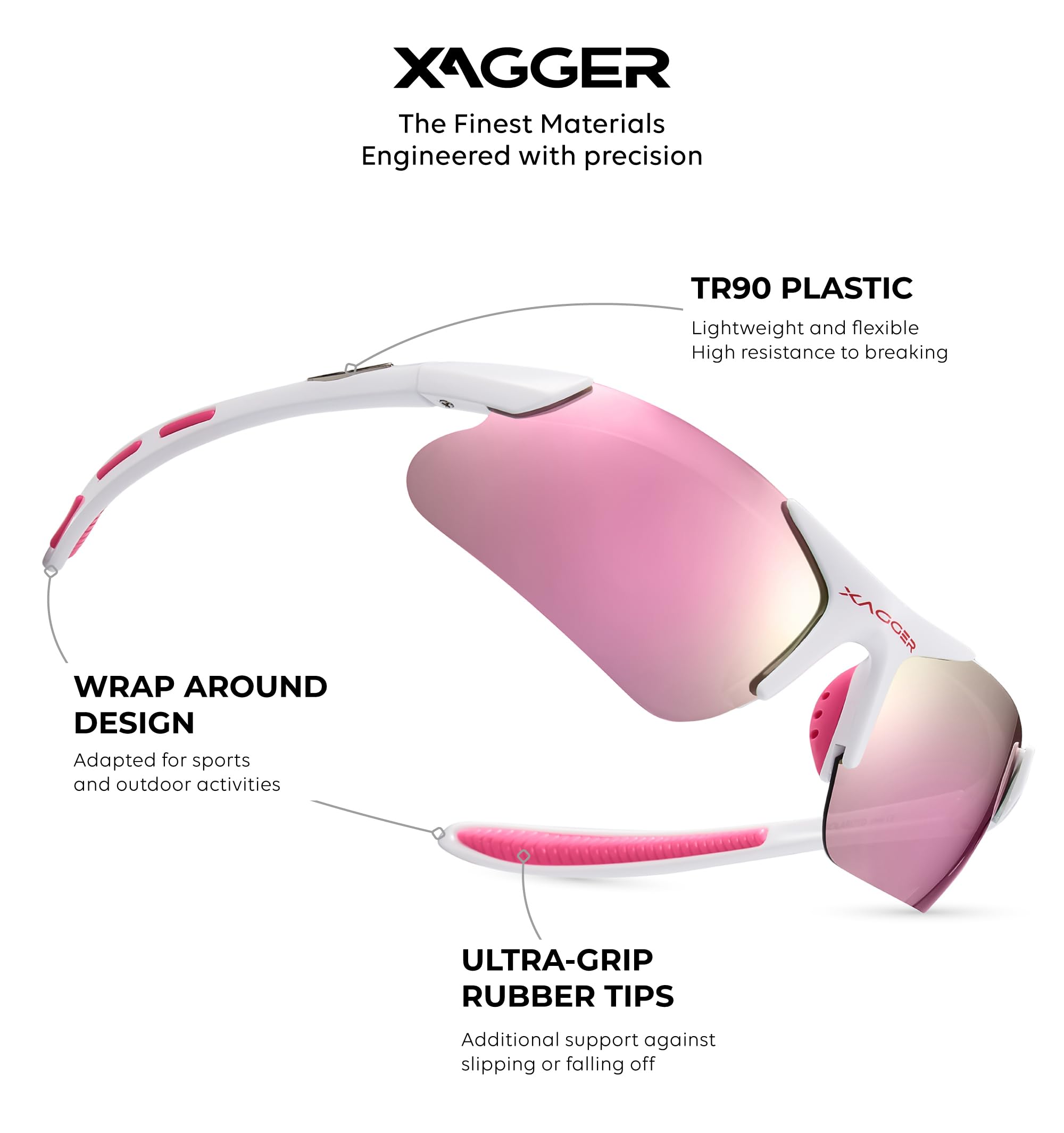 Xagger Kids Youth Polarized Sports Sunglasses for Boys Girls Baseball Softball Glasses TR90 Frame