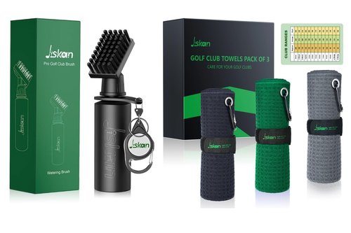 Jiskan Golf Club Brush and Golf Towel Combo