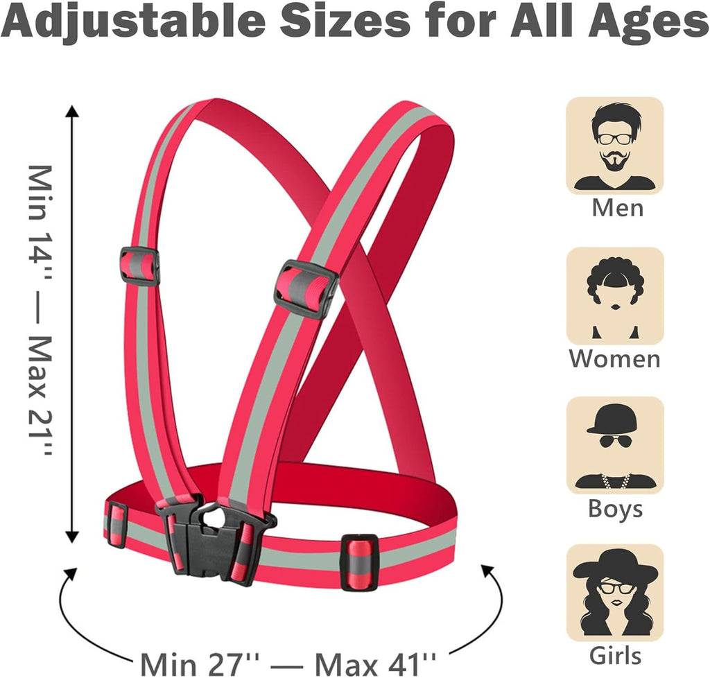 Reflective Strap Safety Vest - Adjustable High Visibility Running Gear for Men & Women | 2-10 Pack