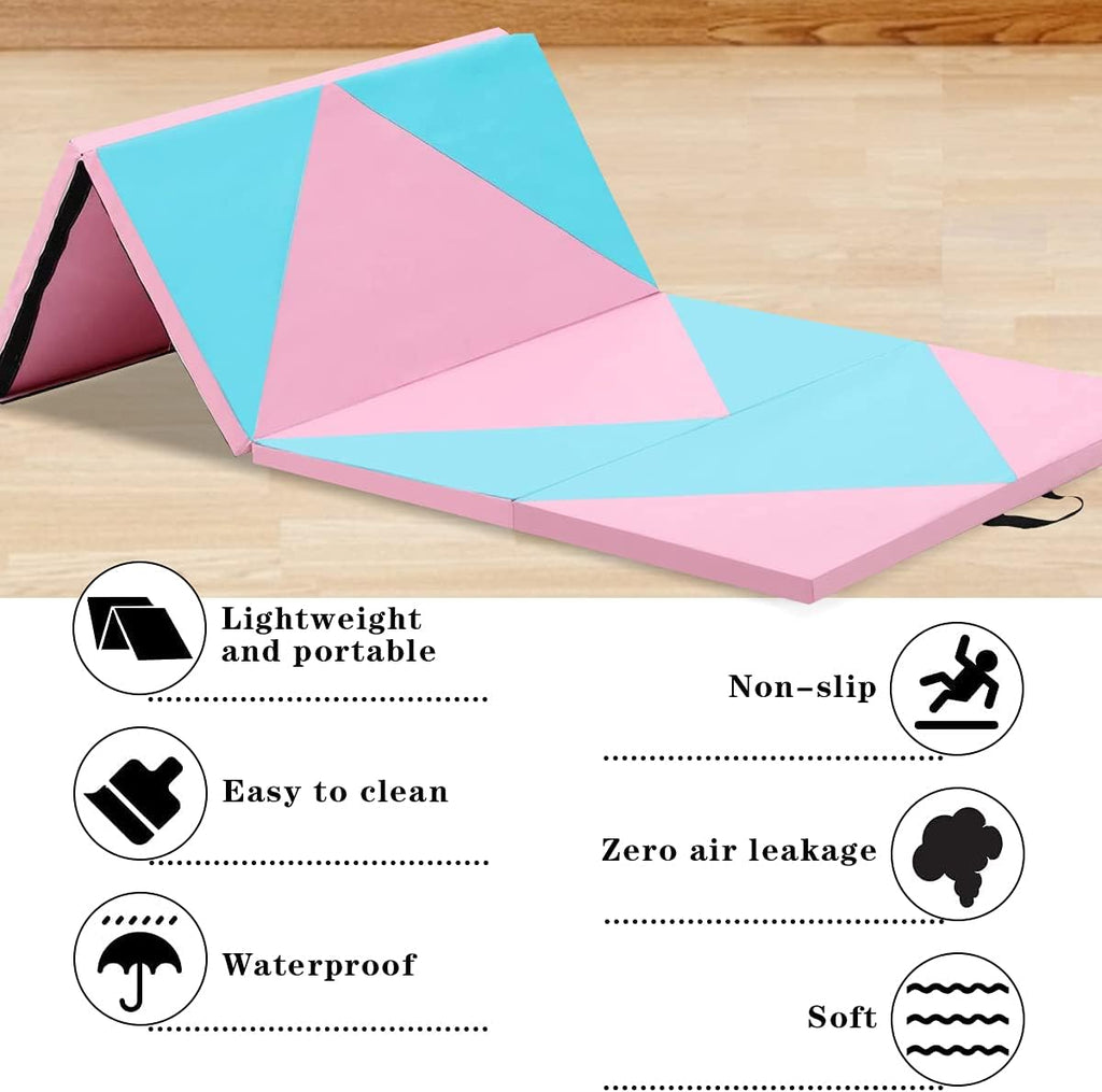 Skiennix Foldable Gymnastics Mat - Durable Exercise Aerobics Mat for Kids & Adults | 6/8/10 Feet Options
