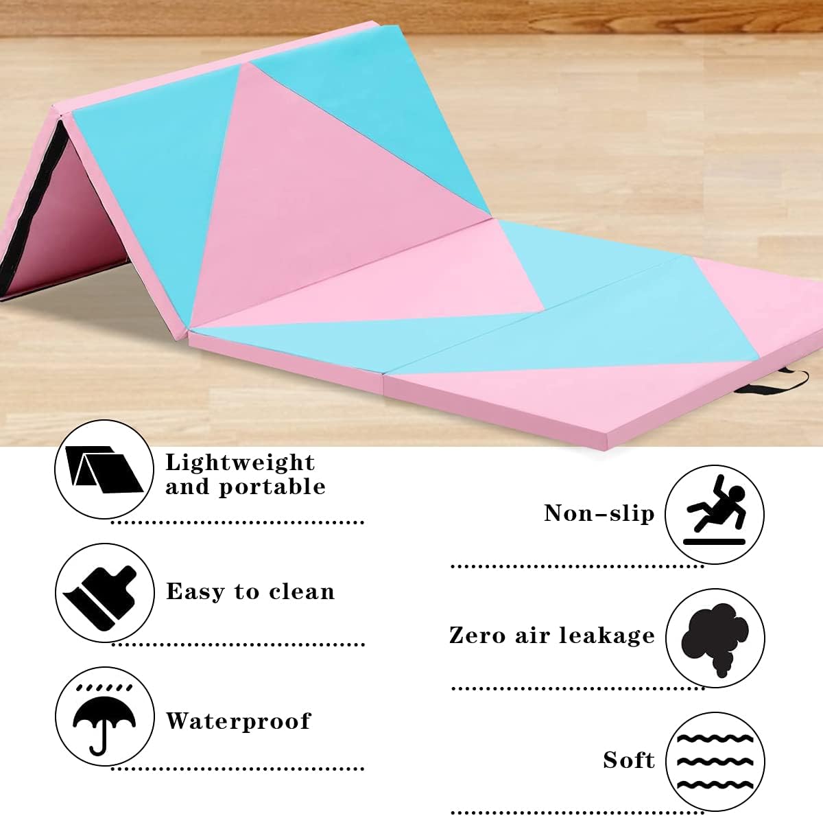 Skiennix Foldable Gymnastics Mat - Durable Exercise Aerobics Mat for Kids & Adults | 6/8/10 Feet Options