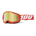 100% Strata 2 Moto/MTB Goggle - Neon Orange; Mirror True Gold