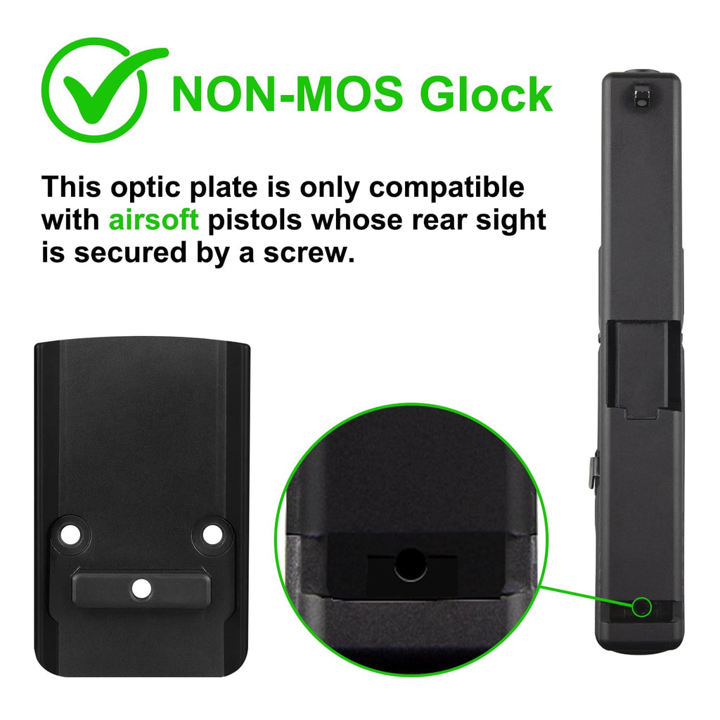 Wcone Red Dot Sight Mount Adapter Plate for Non-MOS Airsoft Version Glock 17/18/19/22/23/31/32/34/41, for RMR/RMRS Red Dot Sight