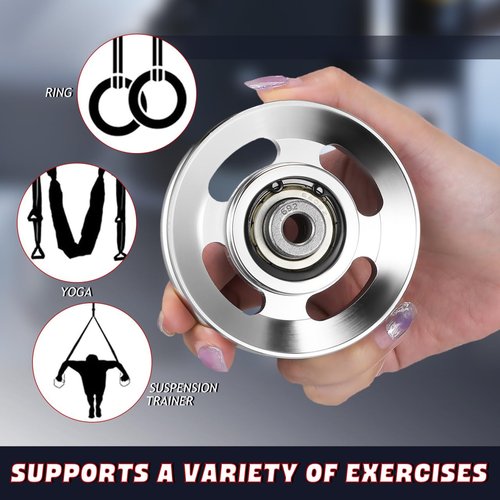 balacoo 12 Pack Aluminum Alloy Gym Pulley Wheels - 3.46 Inch Universal Cable Machine Replacement Parts - Silent Bearing Equipment Rollers for Home Gym & Workout Systems (Silver)