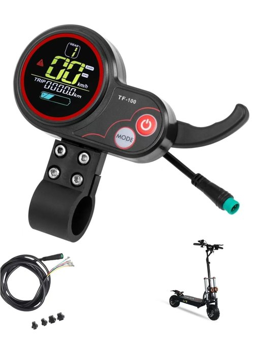 Jfentrwa TF-100 5PIN 36V-60V Electric Scooter Throttle Controller - Multi-Function Waterproof LCD Display for Kugoo/Kaabo/Dualtron/VSETT, Plug and Play Installation