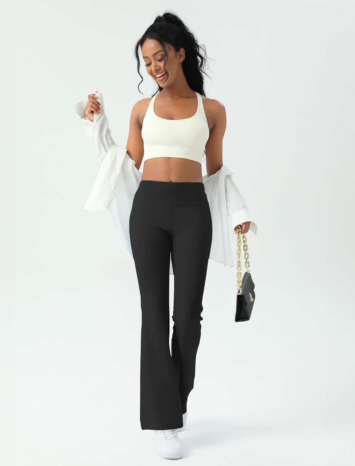 Skiennix Women's Yoga Pants - High Waisted Bootcut Flare Leggings for Tummy Control | Comfortable Fit