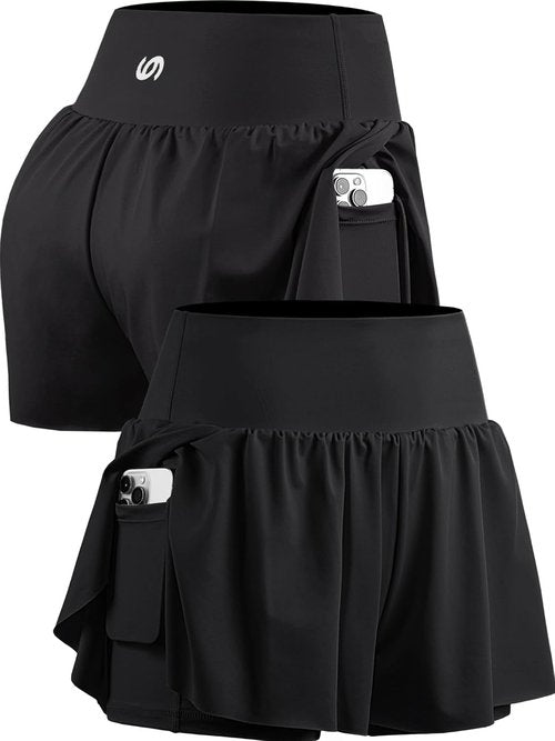 CADMUS Women's 2-in-1 Spandex Athletic Shorts - Comfortable Gym & Yoga Shorts with Pockets
