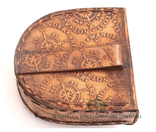 Pocket Brass Compass, Nautical Navy Compass for Camping, Travelling, Hiking, Boating, Gifting Compass for Wedding, Birthday, Anniversary, Valentine’s Day for Loved Ones with Imprinted Leather Case