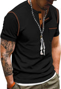 Skiennix Men's Henley Shirt - Fitted Short Sleeve V-Neck Top in Soft, Comfy Fabric | Casual Summer Tee
