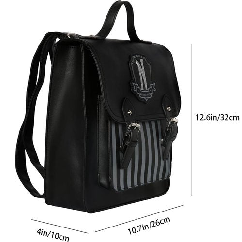 Addams Gothic Faux Leather Backpack Black fashion Back pack