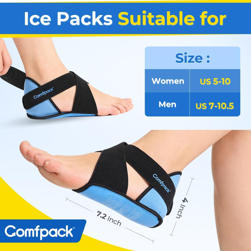Skiennix Plantar Fasciitis Relief Ice Packs - Adjustable Hot & Cold Therapy Wraps for Heel Pain Relief | 2PCS