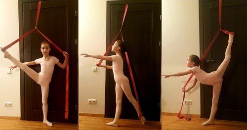 Leg Stretching Strap and Ballet Balance Board, 2 Pc. Set, Stretching, Disc Core Trainer and Flexibility Equipment for Dance, Gymnastics, Cheer or Figure Skating, Portable