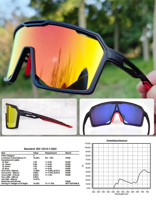VOLOCOVER Cycling glasses sport Protection ultraviolet-proof Safety collision prevention Women Men UV400 (BLACK)