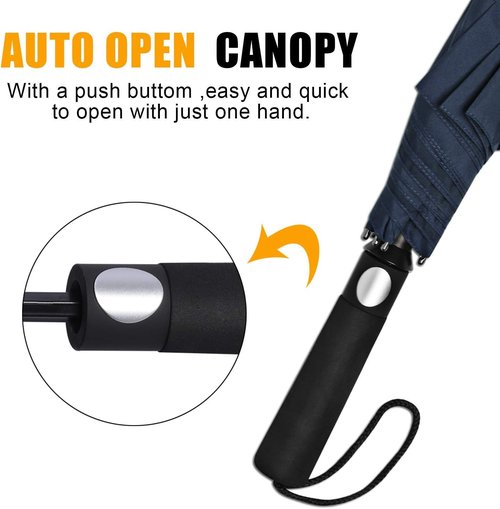 G4Free 62-Inch Portable Golf Umbrella - Large Windproof & Waterproof Double Canopy | Dark Blue