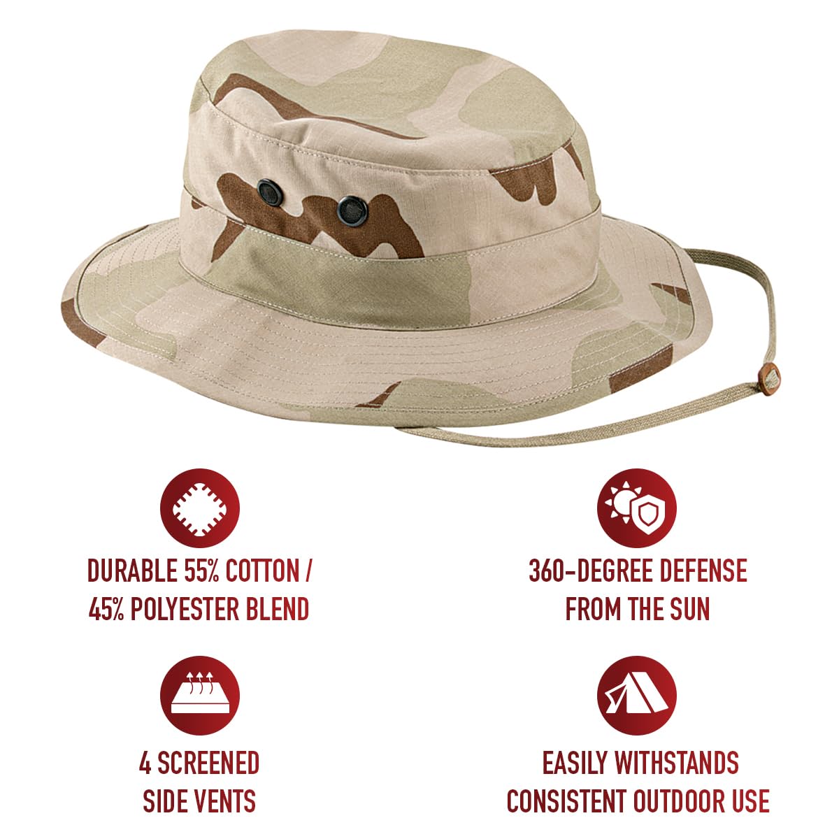 Rothco Boonie Hat - Ultimate Sun Defense for Outdoor Adventures – Tri-Color Desert Camo – 7 1/2