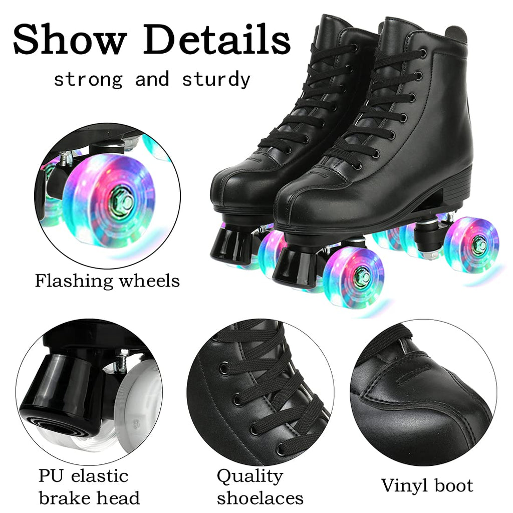 XUDREZ Roller Skates for Women Men Shiny Double Row Four Wheels Roller Skates Womens Roller Skates with Shoes Bag