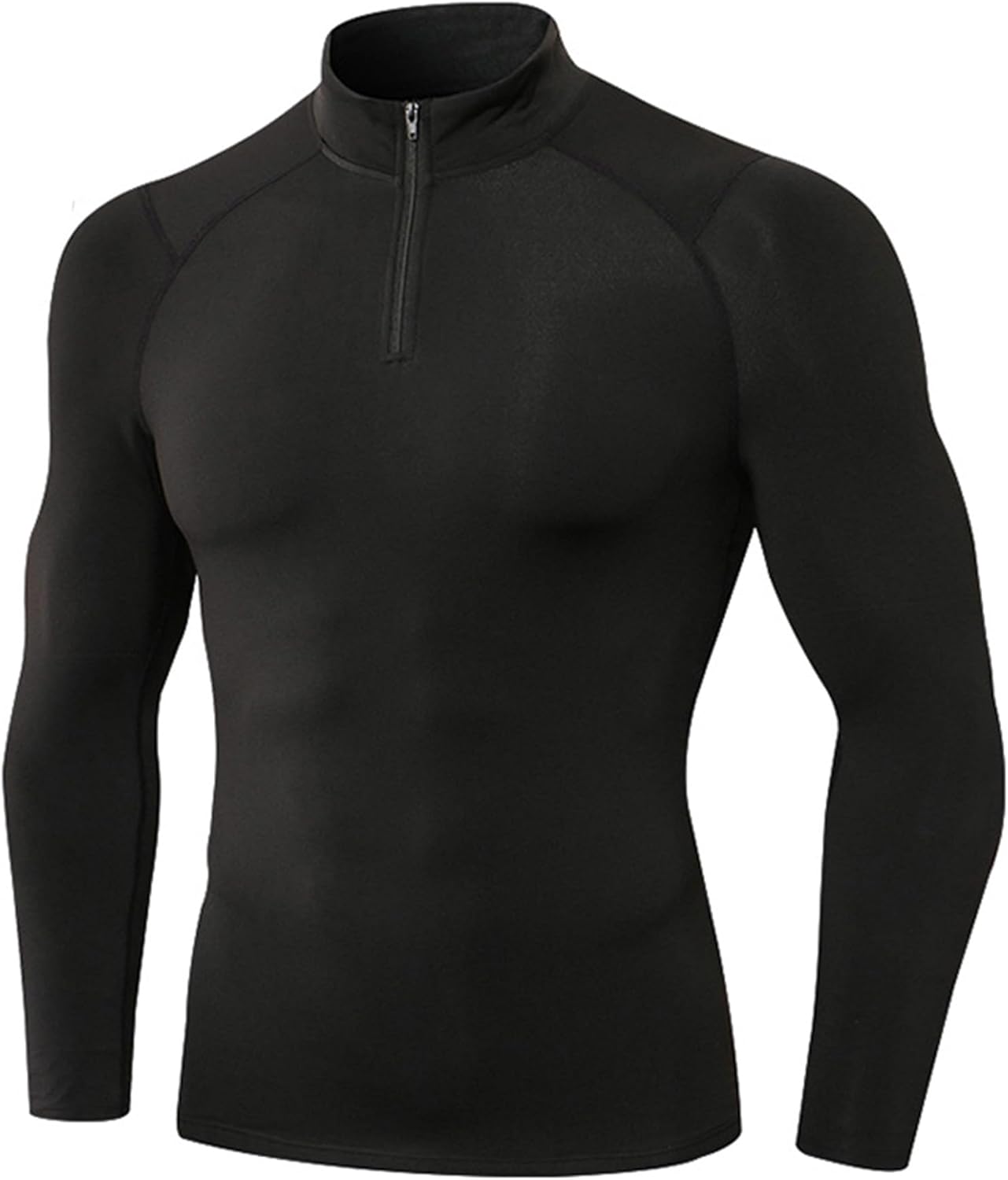 Skiennix Men's Quarter Zip Thermal Compression Shirt - Fleece Long Sleeve Athletic Base Layer Tee