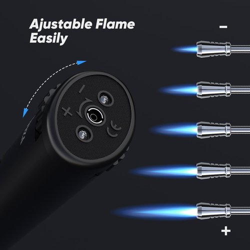 YZLighter Butane Lighter Torch Long Lighter Refillable Lighter Windproof with Visual Fuel Window Flexible Extra Long Torch Lighter for Fireplace Candles (No Butane Included) (Orange, 1 Pack)