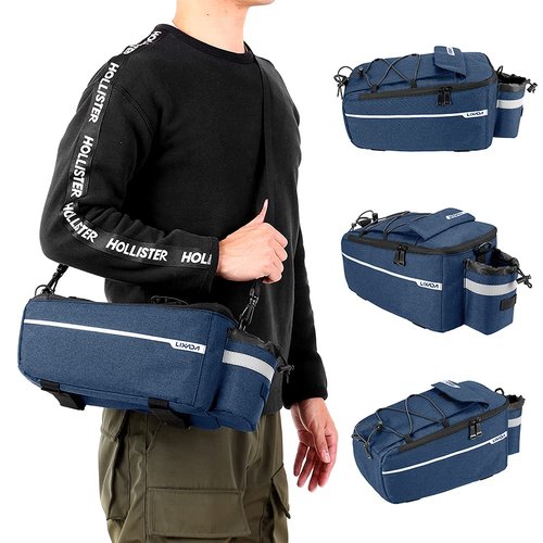 Lixada Bike Panniers Bike Trunk Bag Insulated Bag for Warm/Cool Items, Bicycle Rear Rack Storage Luggage Bicycle Seat Multifunctional Insulated Trunk Cooler Bag Shoulder Bag 11.4 6.3 6.7in (Dark Blue)