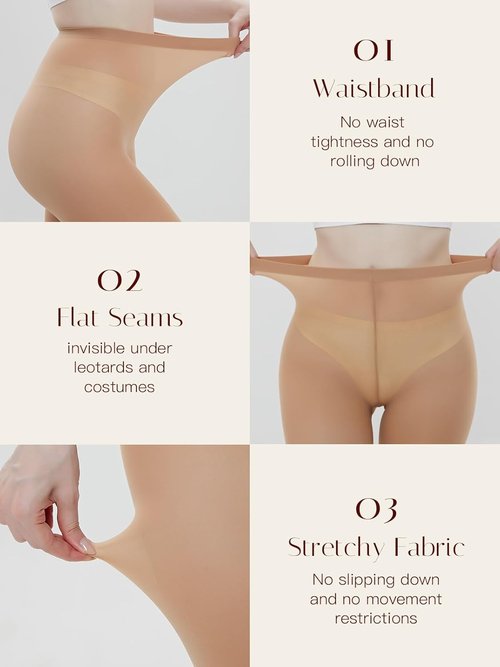 MANZI Convertible Dance Tights for Women - 3 Pairs of Transition Ballet Stockings