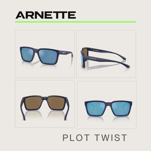 ARNETTE Plot Twist AN4346 275922 57MM Dark Blue Top Matte/Shiny/Dark Grey Mirror Water Polarized Square Sunglasses for Men +Bundle with Accessory Eyewear Kit