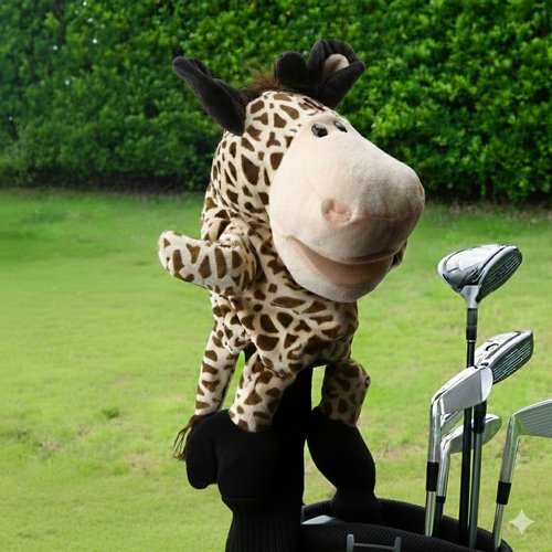 Cute Giraffe Soft Plush Golf Club Driver Headcover – Funny Cute Animal Cartoon Cover for Driver or Fairway Wood, Functional Stuffed Cartoon Protector Fits 460cc, Stylish Accessories for Men Women