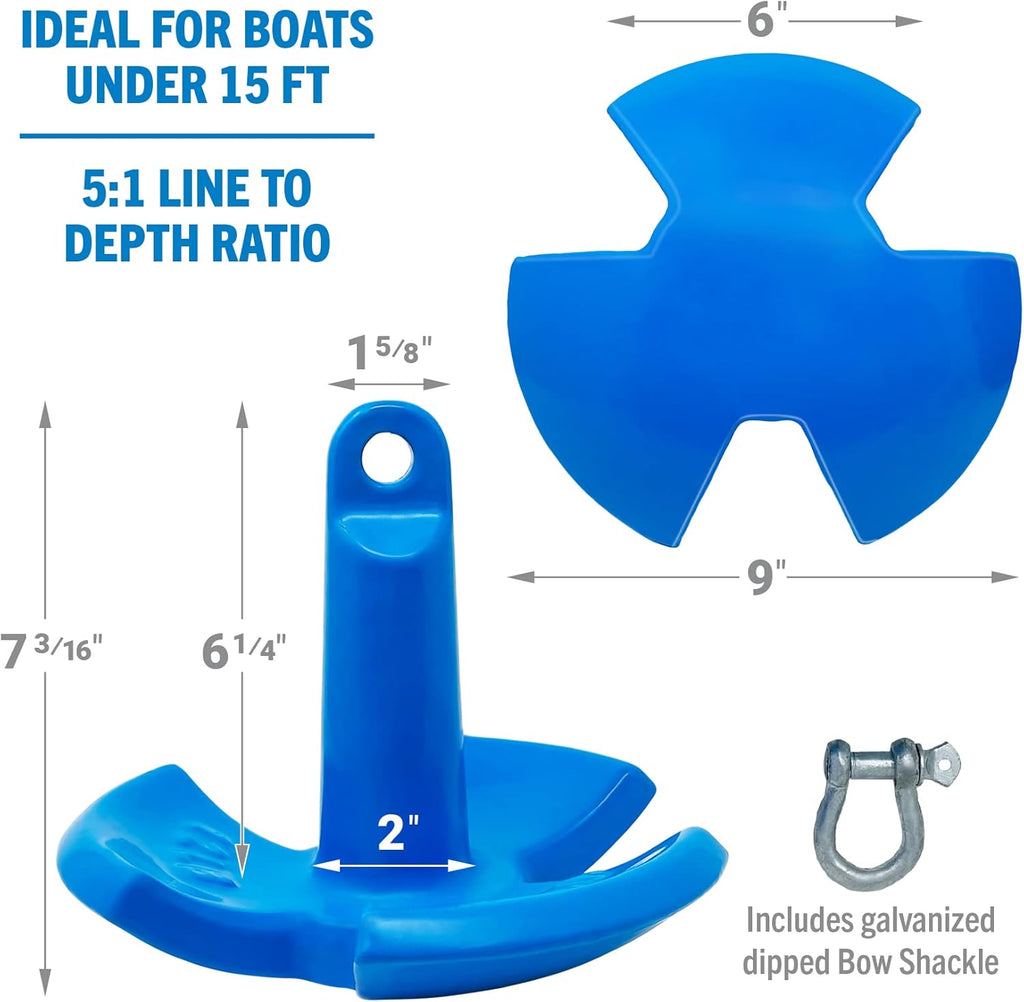 Better Boat 12 lb River Anchor - Vinyl Coated Cast Iron Mushroom Anchor for Boats Up to 15 Ft