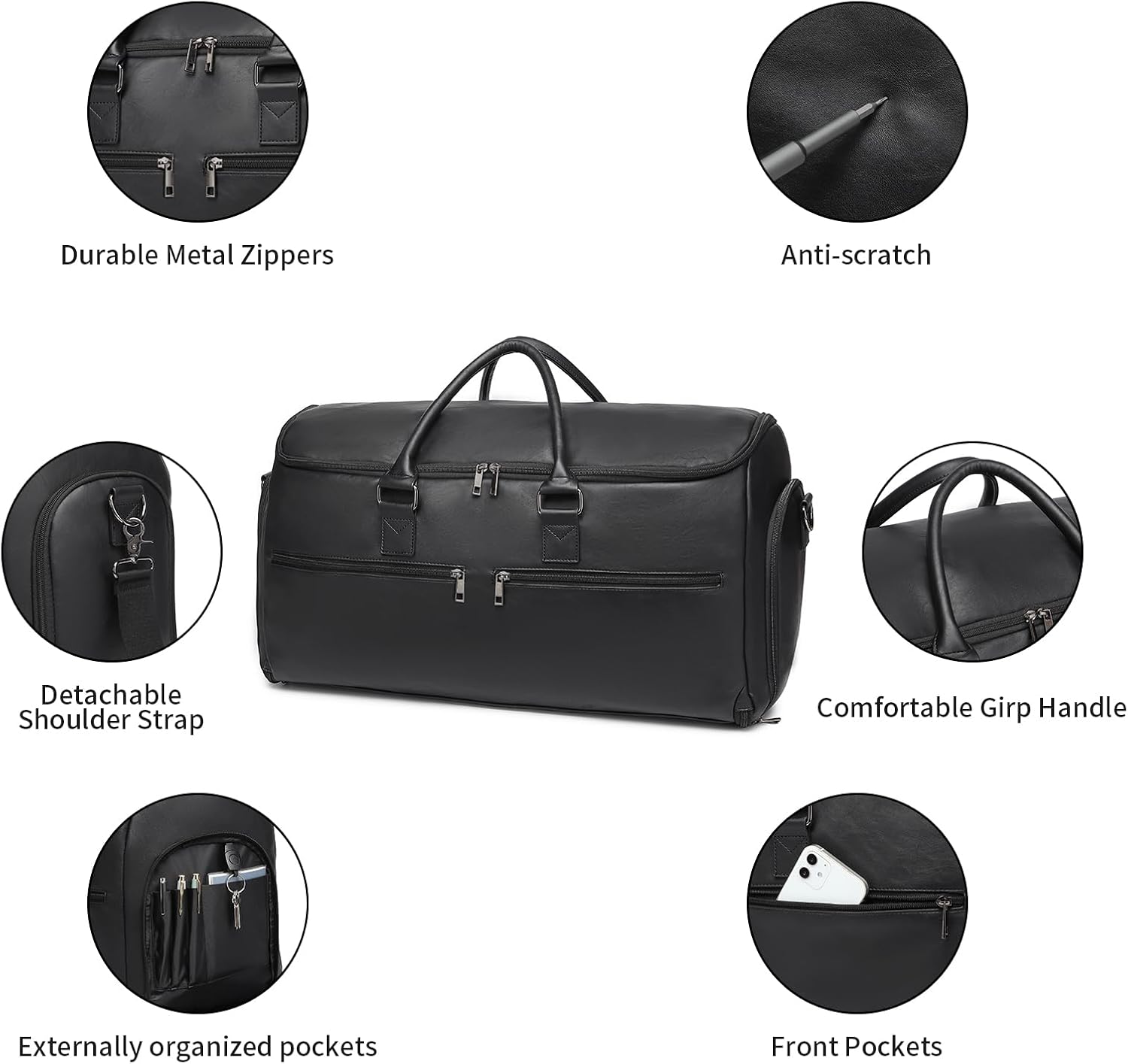 Seyfocnia Carry-On Garment Bag - Convertible Travel Suitcase for Men & Women | Black 2-in-1 Design