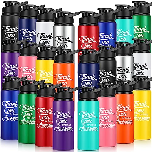Multicolor Thank You Water Bottles Set - 24 Pack 20oz Reusable Aluminum Staff Gifts