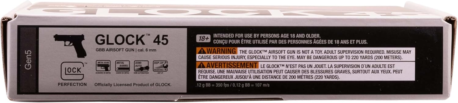 Umarex Elite Force Glock 45 GBB Airsoft Gun - Realistic Blowback Action, Black Finish