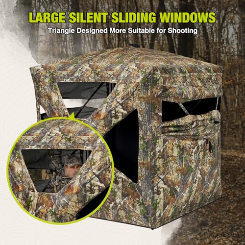 TIDEWE Full See-Through Hunting Blind 270° Visibility with Windproof Curtain