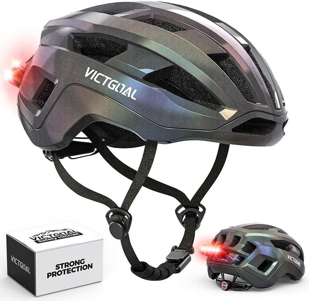 VICTGOAL Road Bike Helmet - Adjustable & Breathable with Detachable Magnetic Rear Light | Unisex Cycling Gear