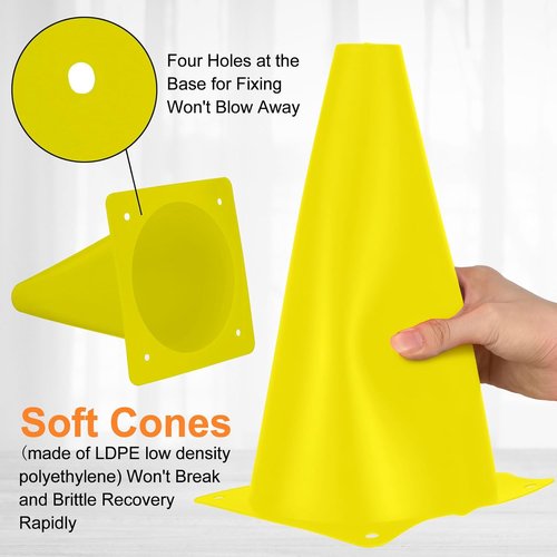 Hoteam 30-Piece 9-Inch Traffic Cones - Durable Plastic Agility Training Equipment for Soccer & Football Drills