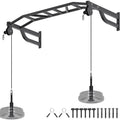 SELEWARE 48" Wall Mount Pull Up Bar with Pulley System, Heavy Duty Multi-Grip Chin Up Bar for Home Gym, 500 lbs Capacity, Fits 16" & 24" Wood Studs, Upper Body Workout Equipment for Strength Training
