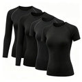 TELALEO Long Sleeve/Short Sleeve Compression Shirt for Women - 4 Pack Black, Medium