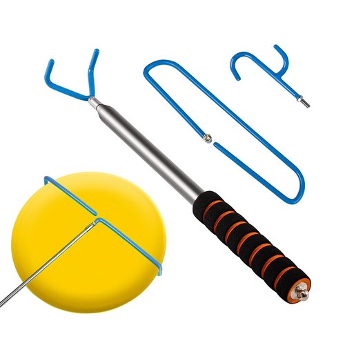 imgokaha Disc Golf Retriever Pole with 3 Hooks Telescopic Disc Golf Tool Golf Discs Retriever for Water Disc Golf Accessories for Outdoor Sports 10FT