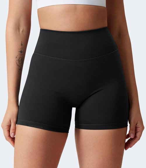 HIGORUN Women's Gym Workout Shorts - High Waisted Tummy Control Biker Shorts for Yoga & Running