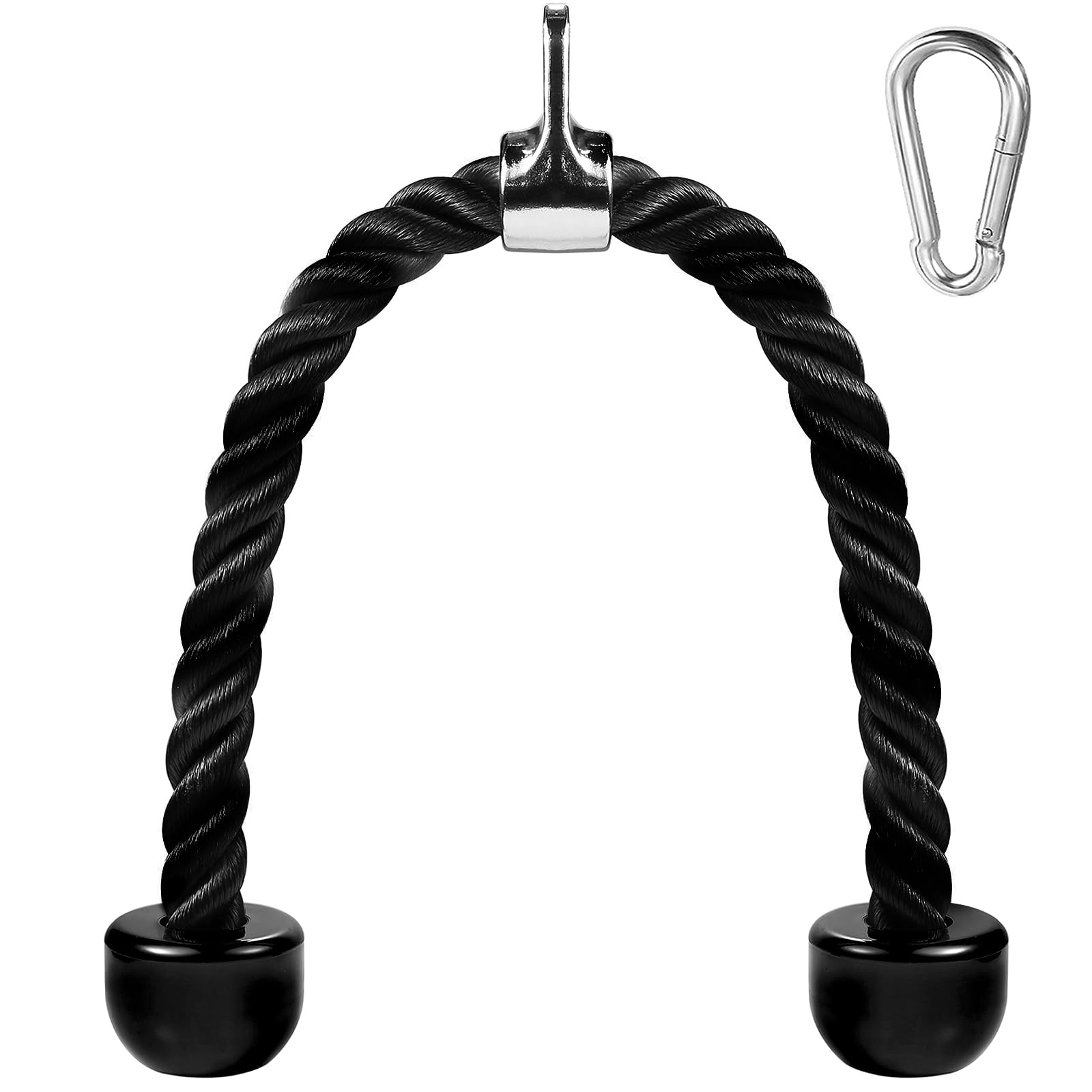 AWEFRANK Deluxe Tricep Rope Gym Rope Pull Down Cable Attachment, 31.5 Inch Rope Length, Easy to Grip & Non-Slip LAT Pulldown Attachments Workout Exercise Rope (Black)