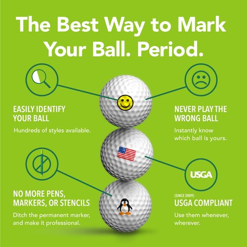 Golfdotz - USGA Rule Conforming Golf Ball Markers, Golf Ball Stickers for Marking Balls, No More Smearing from Stamps, Gifts for Golfers, Dads, and Retirees, (Lucky Clover; 32-Count)