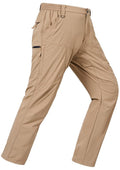 Mens Work Pants Lightweight Breathable Cargo Hiking Pants Outdoor Waterproof Quick Dry Stretch Tactical Travel Trekking Pants with Zipper Pockets Khaki 36Wx30L