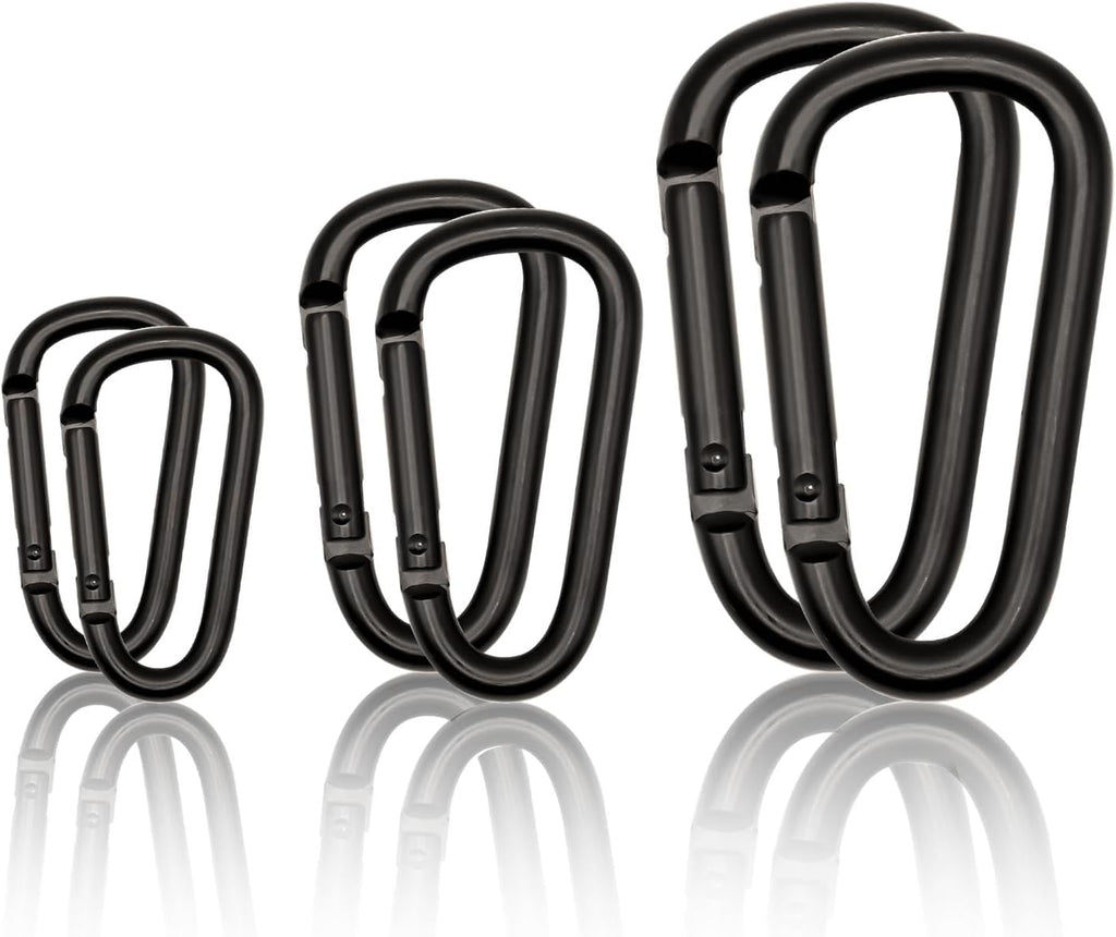 Skiennix Heavy-Duty Carabiner Clip Set - Mini 2-Inch & Large 3-Inch Aluminum Keychain Hooks for Hiking & Camping